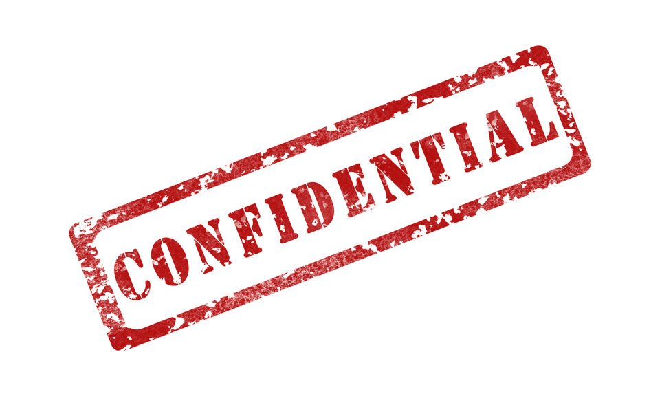 Stilisierter roter Stempelaufdruck "Confidential"